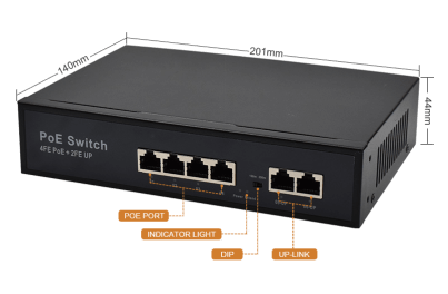 Product-size: WL-SF42P | Unmanaged 10/100mbps PoE Switch 4 Port