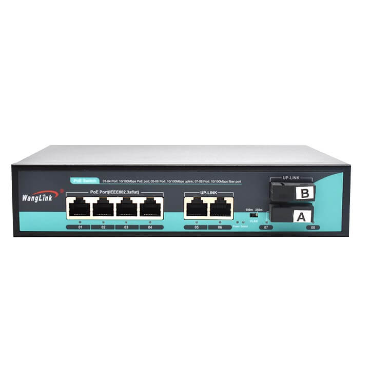 SF422P | Unmanaged Fast Ethernet Poe network switch 4 port with 2 RJ45 and 2 Fiber Port Uplink