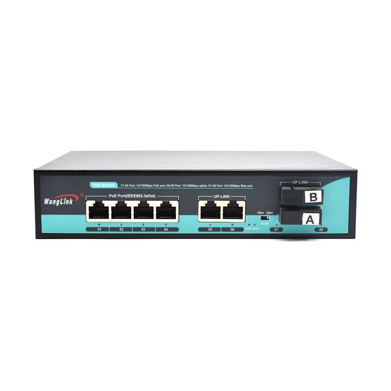 SF422P-SC | Unmanaged 10/100mbps Poe 4 Port Switch with 2 Ethernet Uplink and 2 Fiber Port