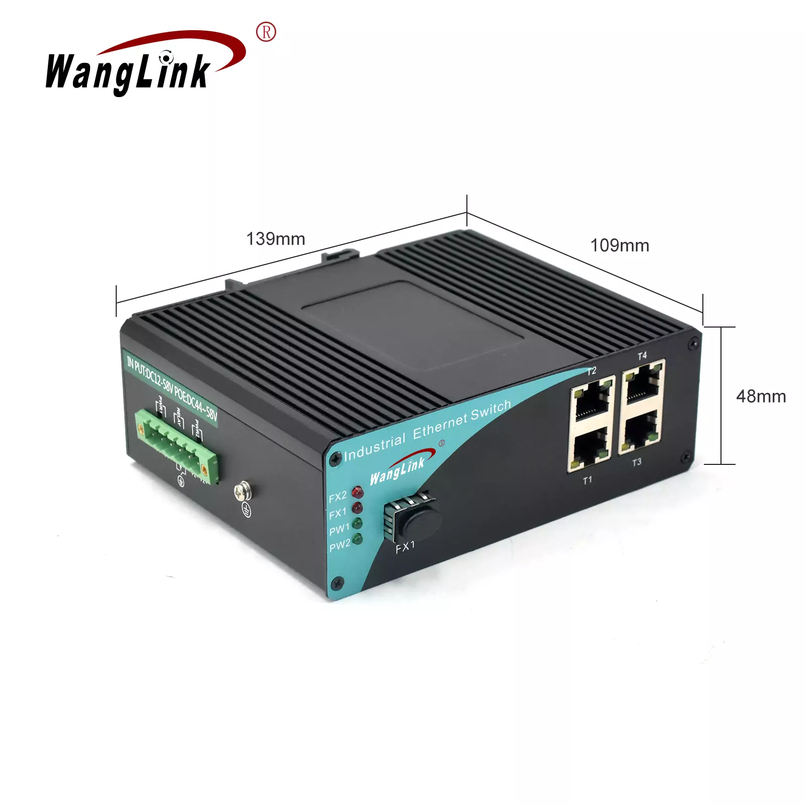 Product size image ：ISF401P | Unmanaged 10/100Mbps 4 Port Industrial Poe Switches