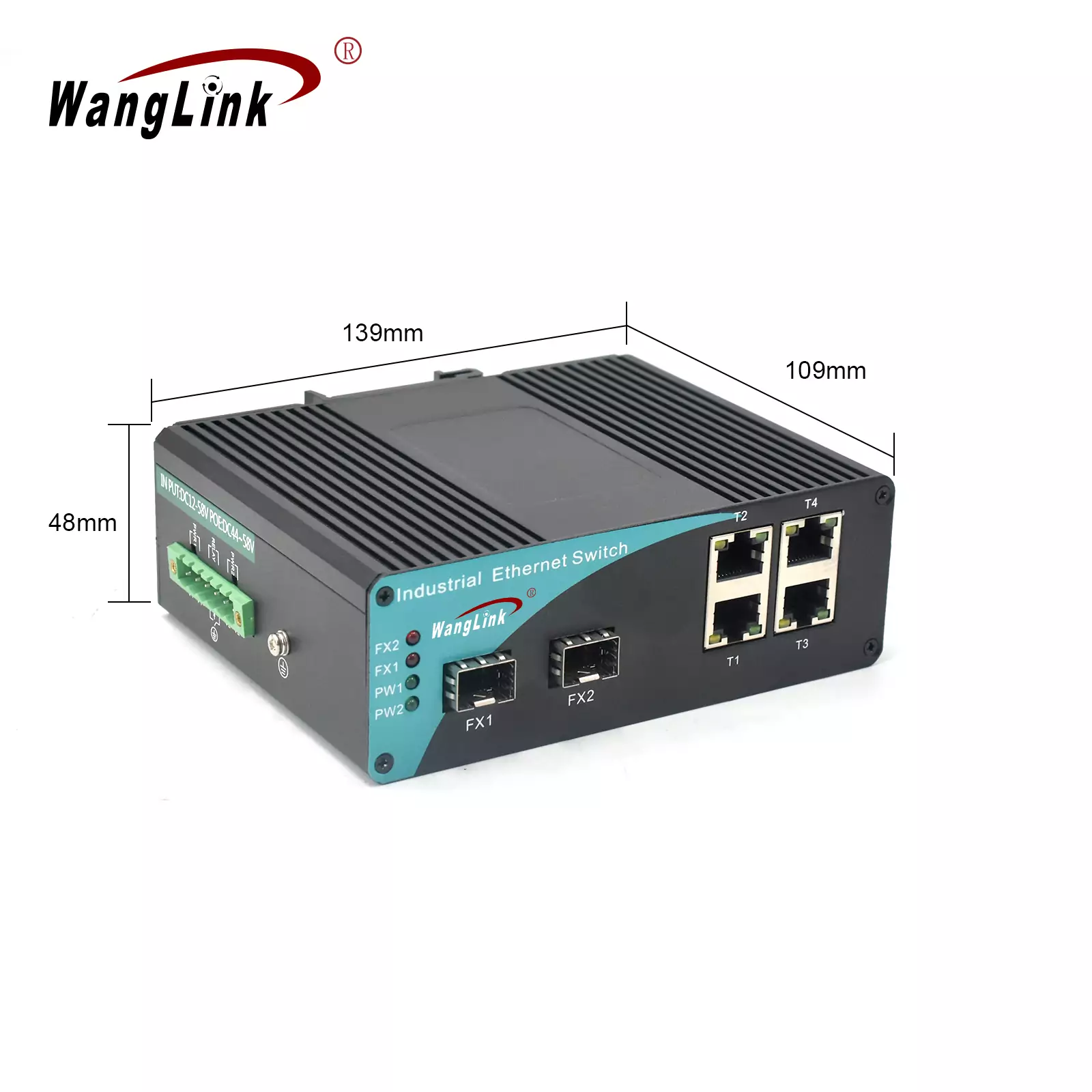 Product size image:ISF402P | Industrial Ethernet PoE Switch 4FE and 2 SFP/SC/FC/ST/LC