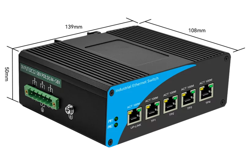 Wanglink1740050259 Size ISF410P | Unmanaged Switch Industrial PoE 5 Port Fast Ethernet