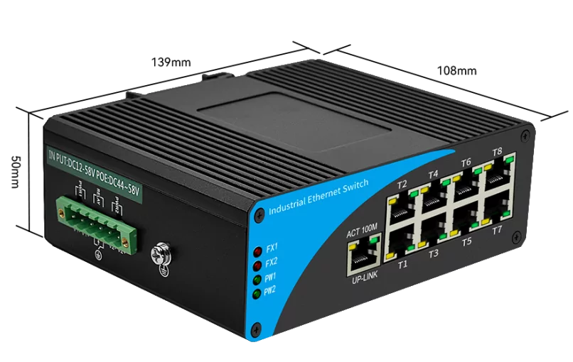 Wanglink1740050577 Size ISF810P | Unmanaged Industrial PoE Switch 8 Port 1 UPLINK