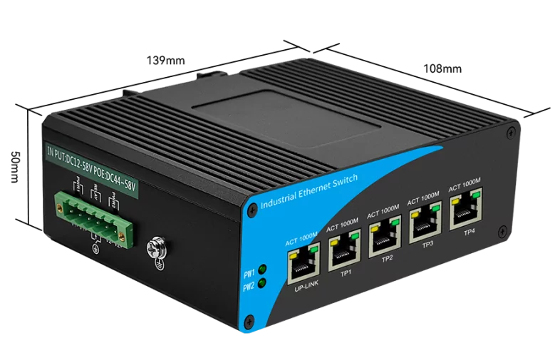 Wanglink1740109526 Size ISG410P | Gigabit 5 Port Industrial PoE Switch 1 Uplink