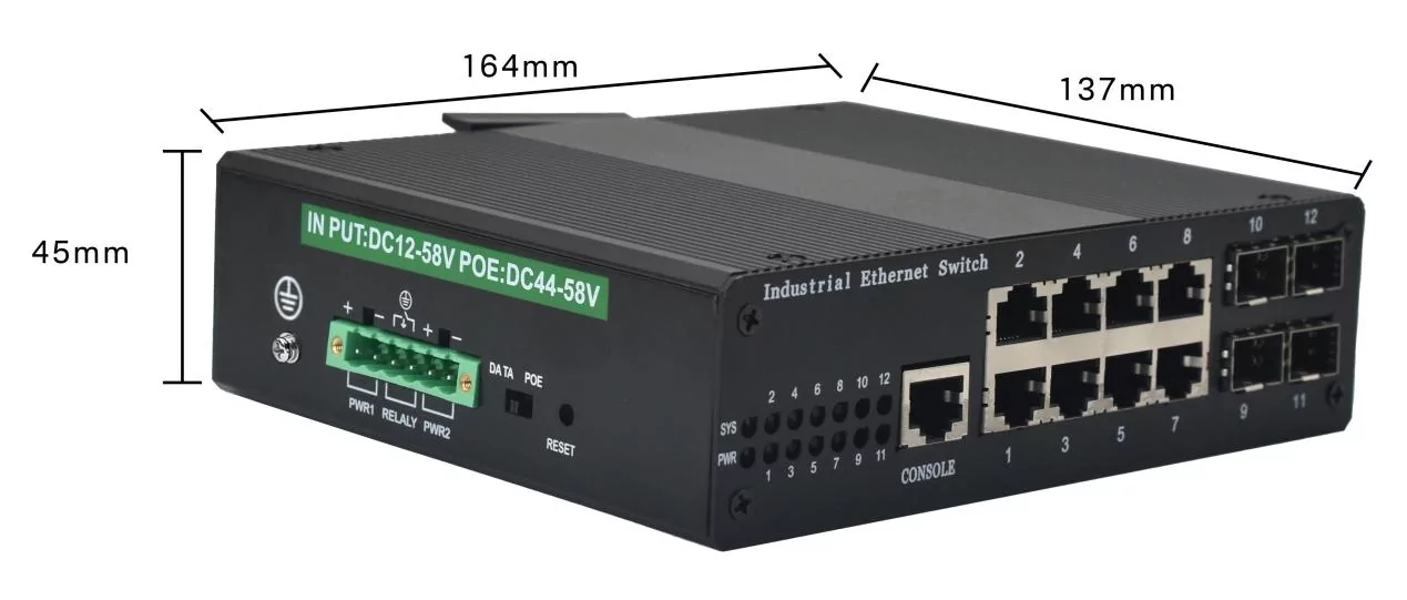 Wanglink1740191816 Size: ISG804MP | Gigabit Industrial Managed PoE Ethernet Switch 8 GE 4 SFP