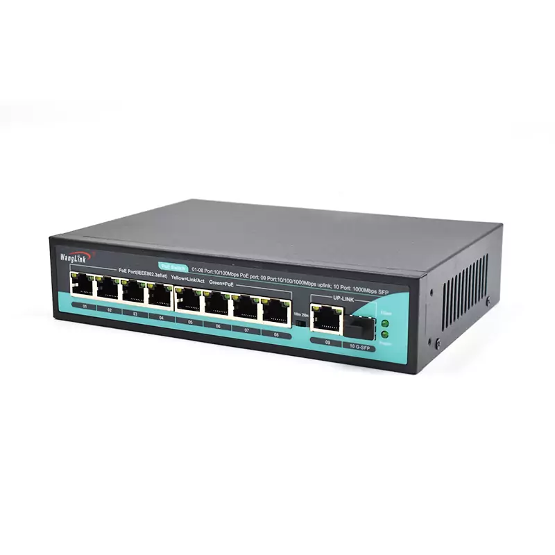 SL811P | Unmanaged PoE Switch 8 Port with 2 Gigabit Uplink RJ45 SFP