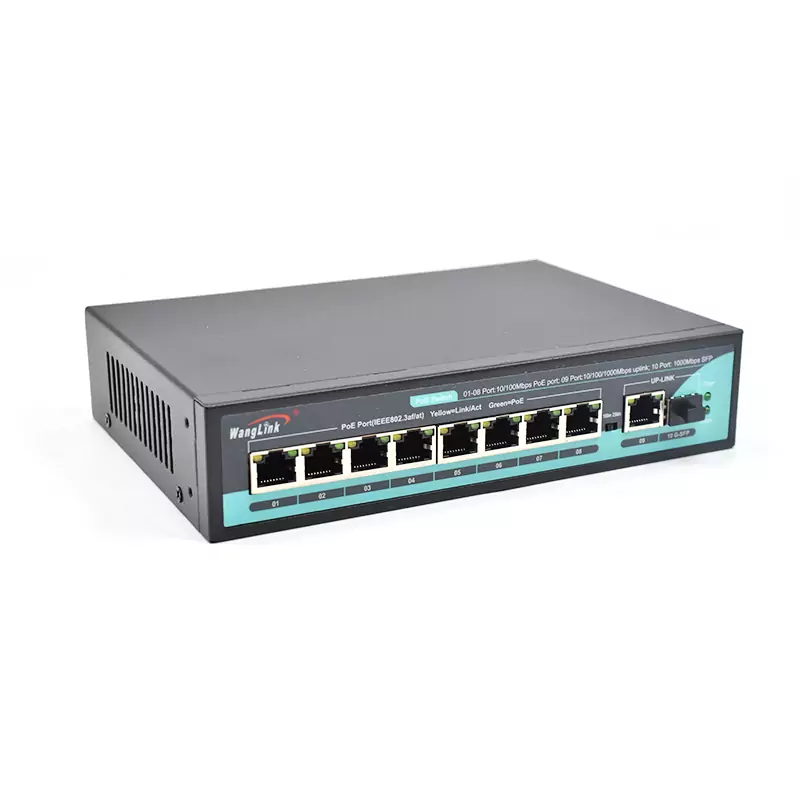 SL811P | Unmanaged PoE Switch 8 Port with 2 Gigabit Uplink RJ45 SFP