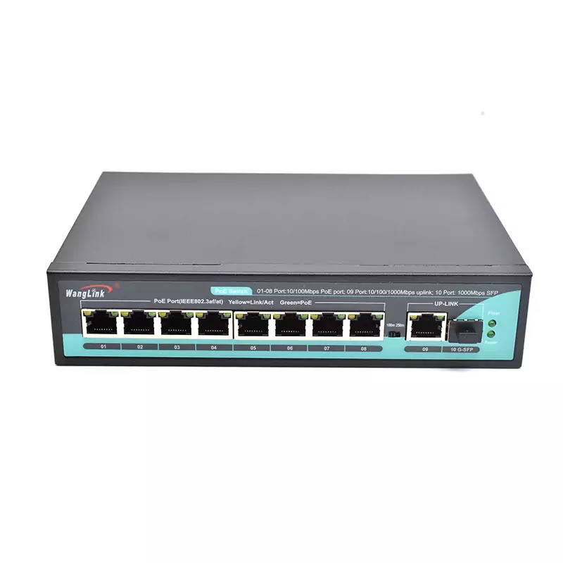 SL811P | Unmanaged PoE Switch 8 Port with 2 Gigabit Uplink RJ45 SFP