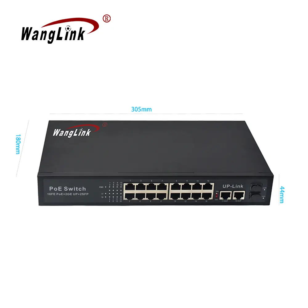 size: SL1622P | Gigabit unmanaged poe switch 16 port 2 uplink 2 sfp/sc/fc/lc/st