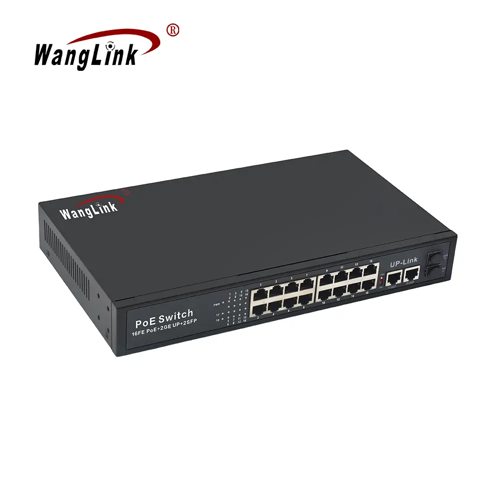 gallery:size: SL1622P | Gigabit unmanaged poe switch 16 port 2 uplink 2 sfp/sc/fc/lc/st