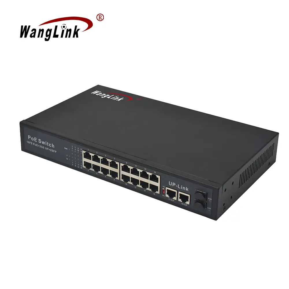 gallery:size: SL1622P | Gigabit unmanaged poe switch 16 port 2 uplink 2 sfp/sc/fc/lc/st