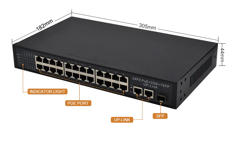 Wanglink1740719415 Size Sl2421p- MAIN IMAGE: SL2421P | Unmanaged poe switch 24 port 10/100mbps 2 Gigabit uplink 1 SFP