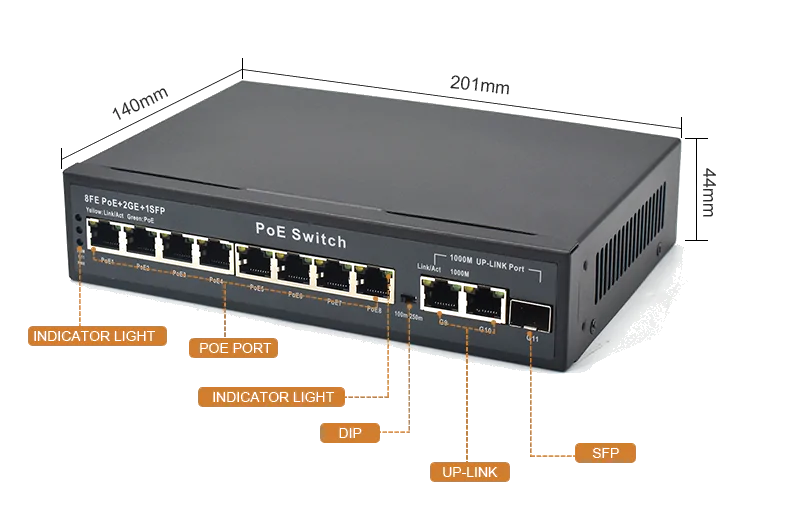 size: SL821P | Unmanaged switch gigabit poe 8 port 2 uplink 1 sfp