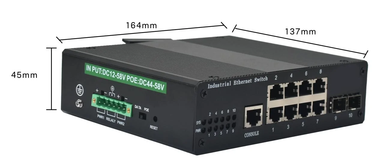 size: ISG802MP-BT | Support BT Gigabit Managed Industrial Poe++ Switch 8 Port 2 SFP