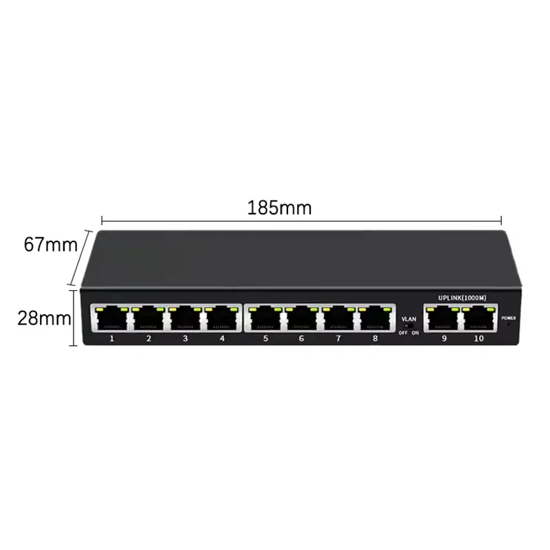 size: PoE Switch 8-Port, SL82NP