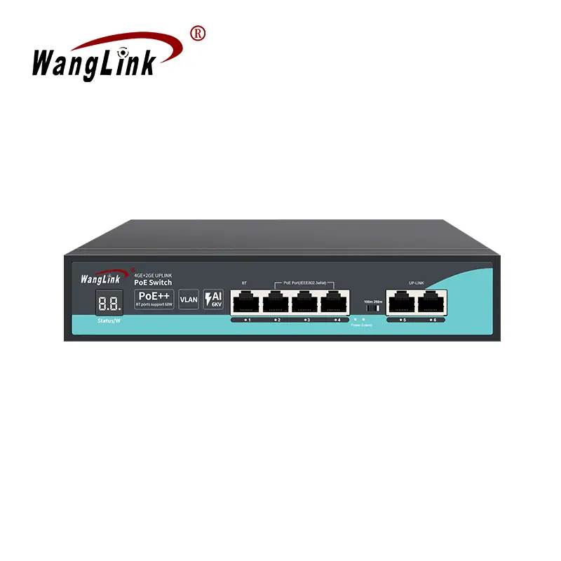 SG42P-V2 | Gigabit unmanaged 4 channel poe switch 2 uplink with power rate display function