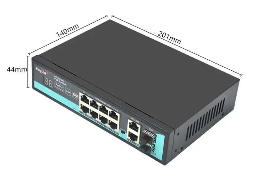 size: SL822P-V2 | Fast ethernet unmanaged 8port poe switch 2 gigabit uplink 2 sfp