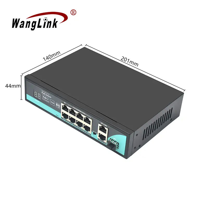 SIZE: SG821P-V2 | Unmanaged 8 port gigabit ethernet poe switch 2 uplink 1 SFP