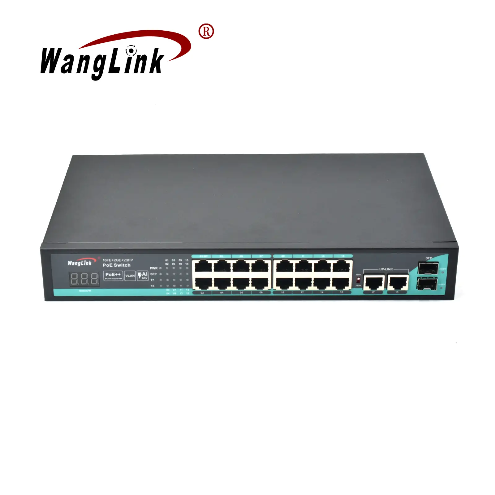 gallery: SL1622P-V2 | Fast ethernet 16 port poe network switch with 2 Gigabit uplink 2 SFP