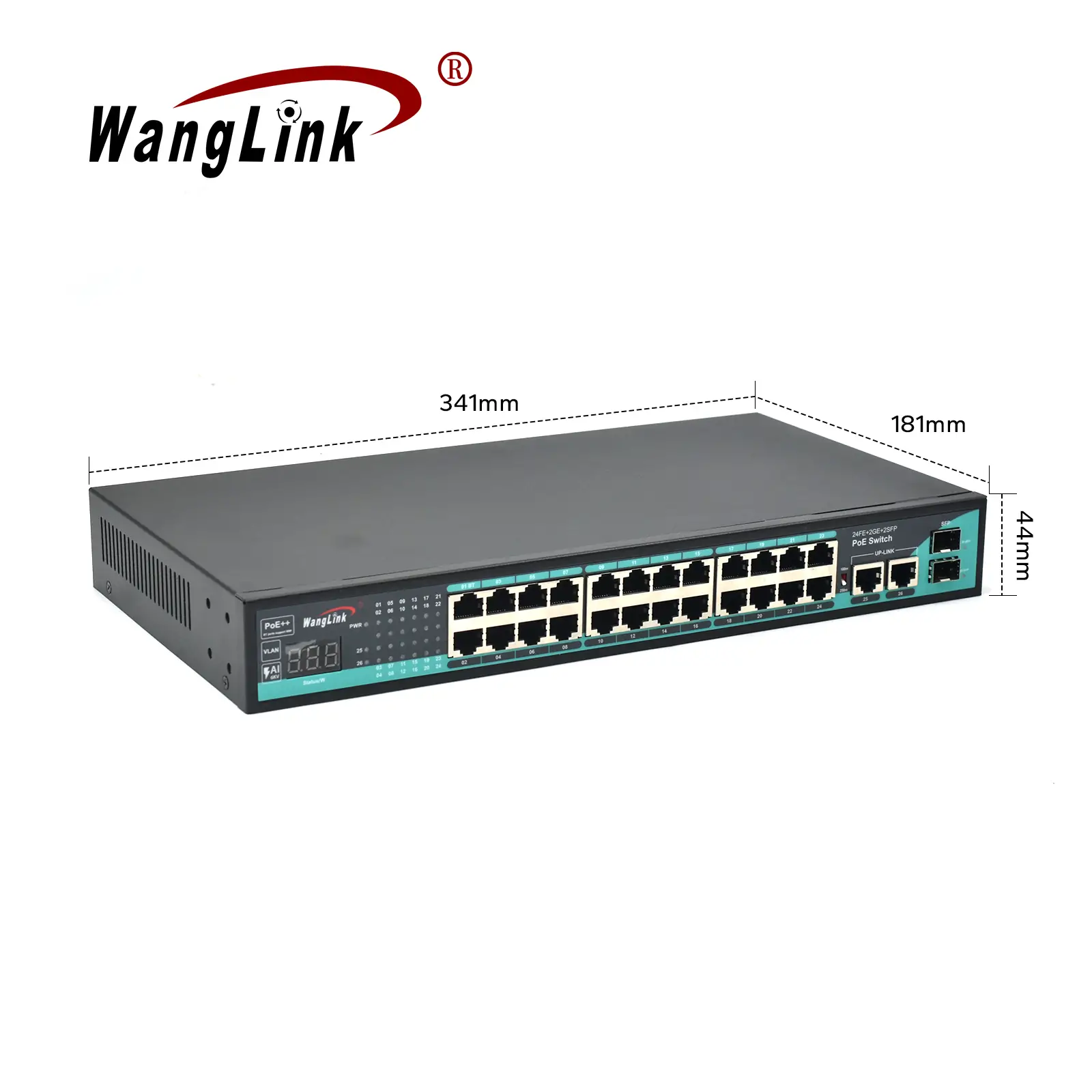 size: SL2422P-V2 | Unmanaged fast ethernet poe switch 24 port 2 gigabit uplink 2 SFP