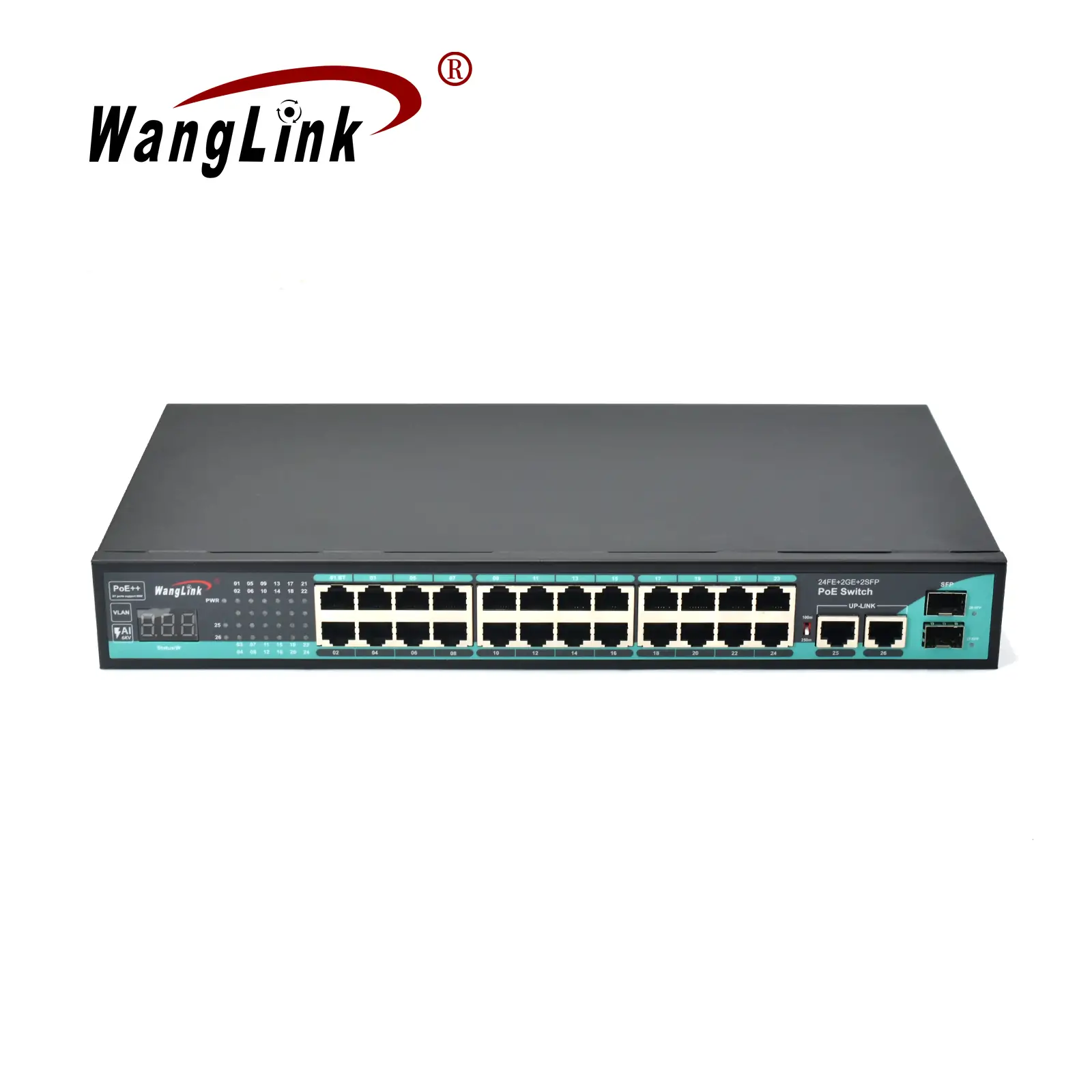 gallery:SL2422P-V2 | Unmanaged fast ethernet poe switch 24 port 2 gigabit uplink 2 SFP