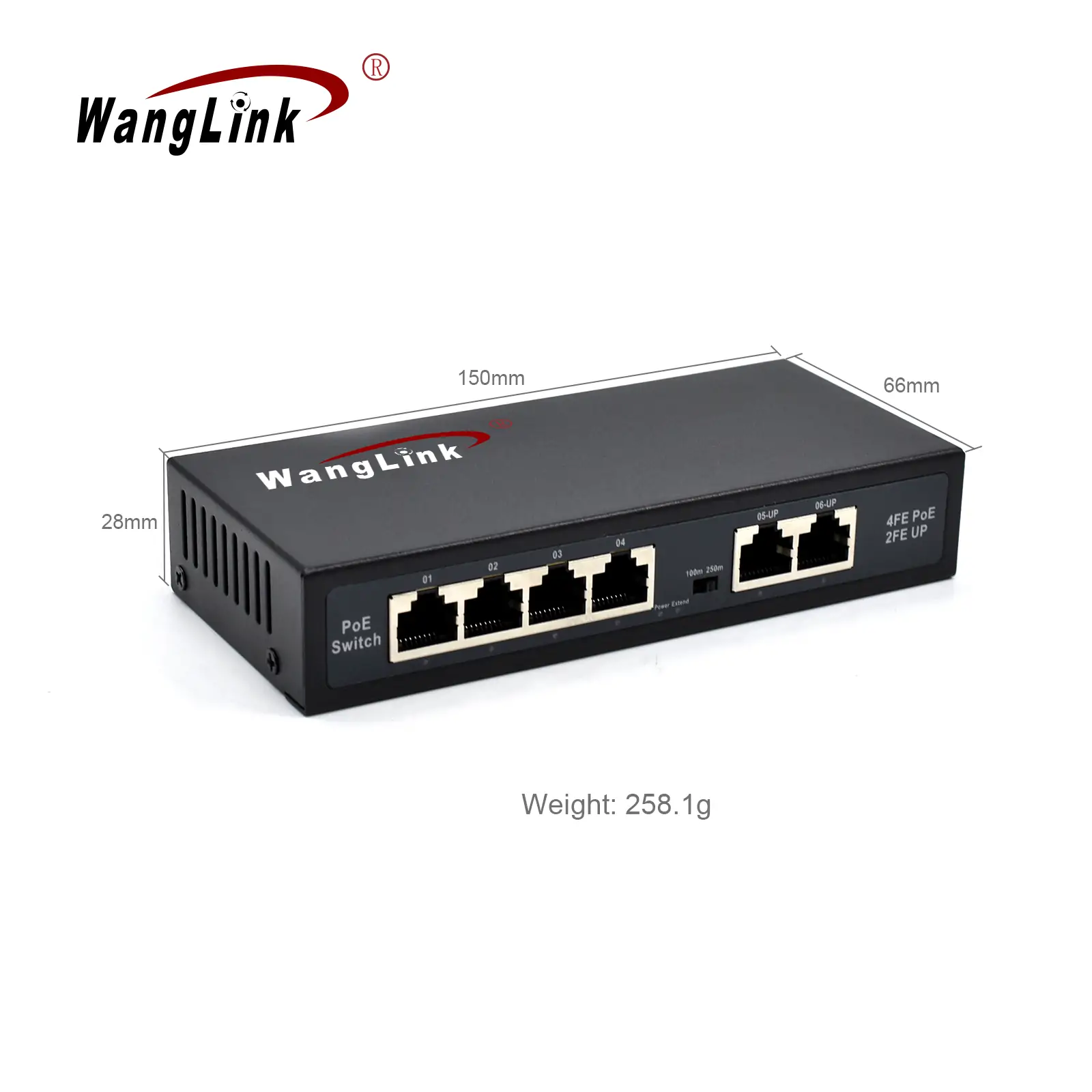 size: SF42P-E | Unmanaged Fast ethernet 4 poe switch with 2 uplink port