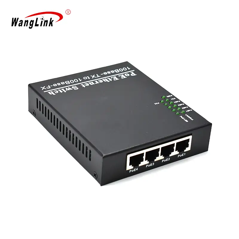 CF401P | 10/100mbps 4 RJ45 1 fiber port media converter fiber to ethernet poe