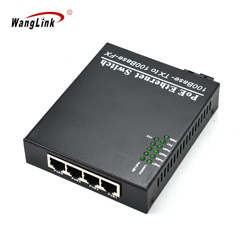 Product gallery: CF401P | 10/100mbps 4 RJ45 1 fiber port media converter fiber to ethernet poe