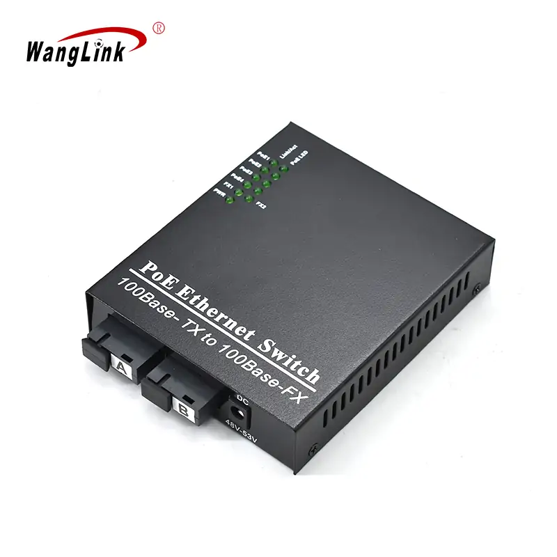 Product gallery: CF402P | 10/100mbps fiber media converter with poe 4 RJ45 2 Fiber Port