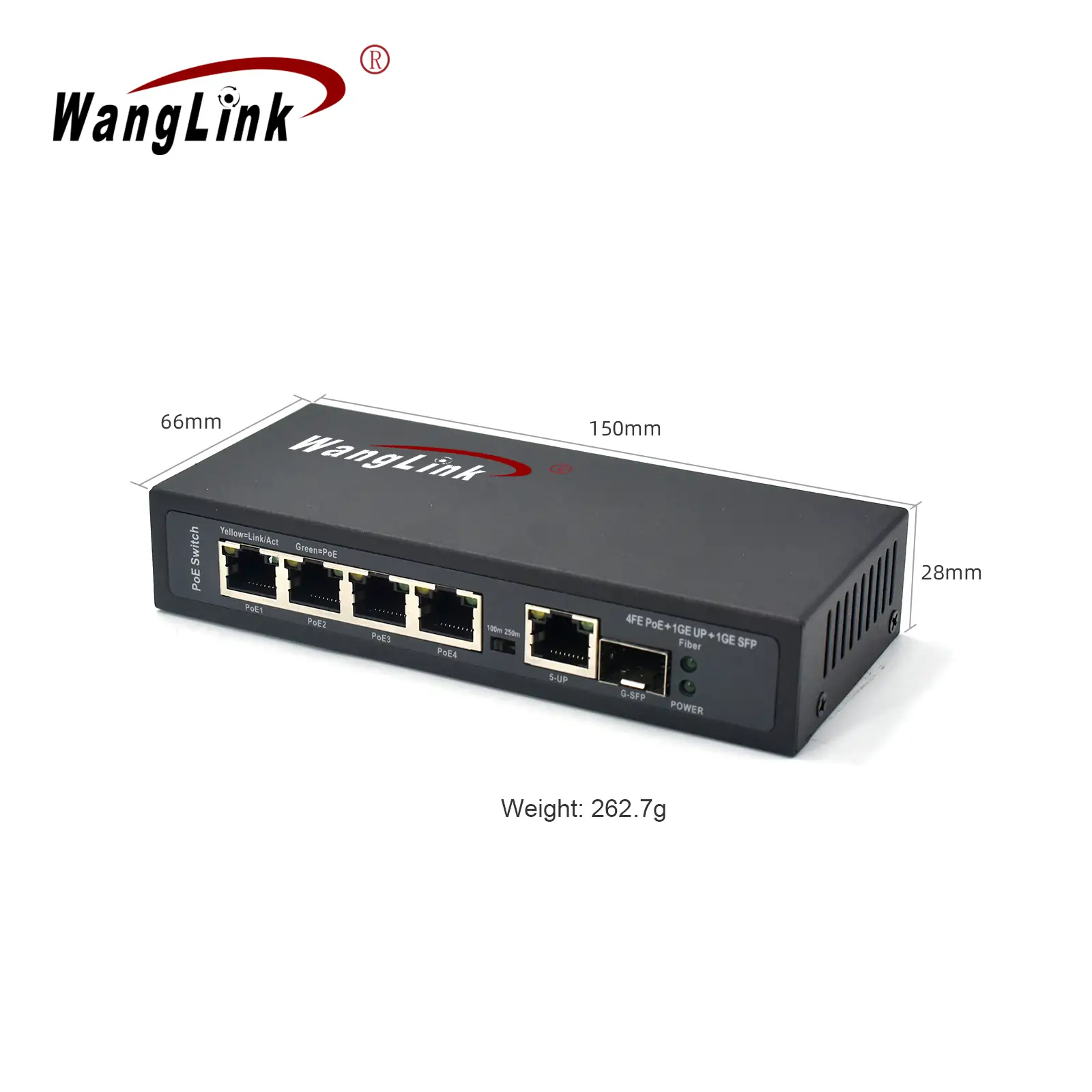 size: SL411P-E | Unmanaged Fast ethernet 4 port poe switch for cctv with Gigabit uplink sfp