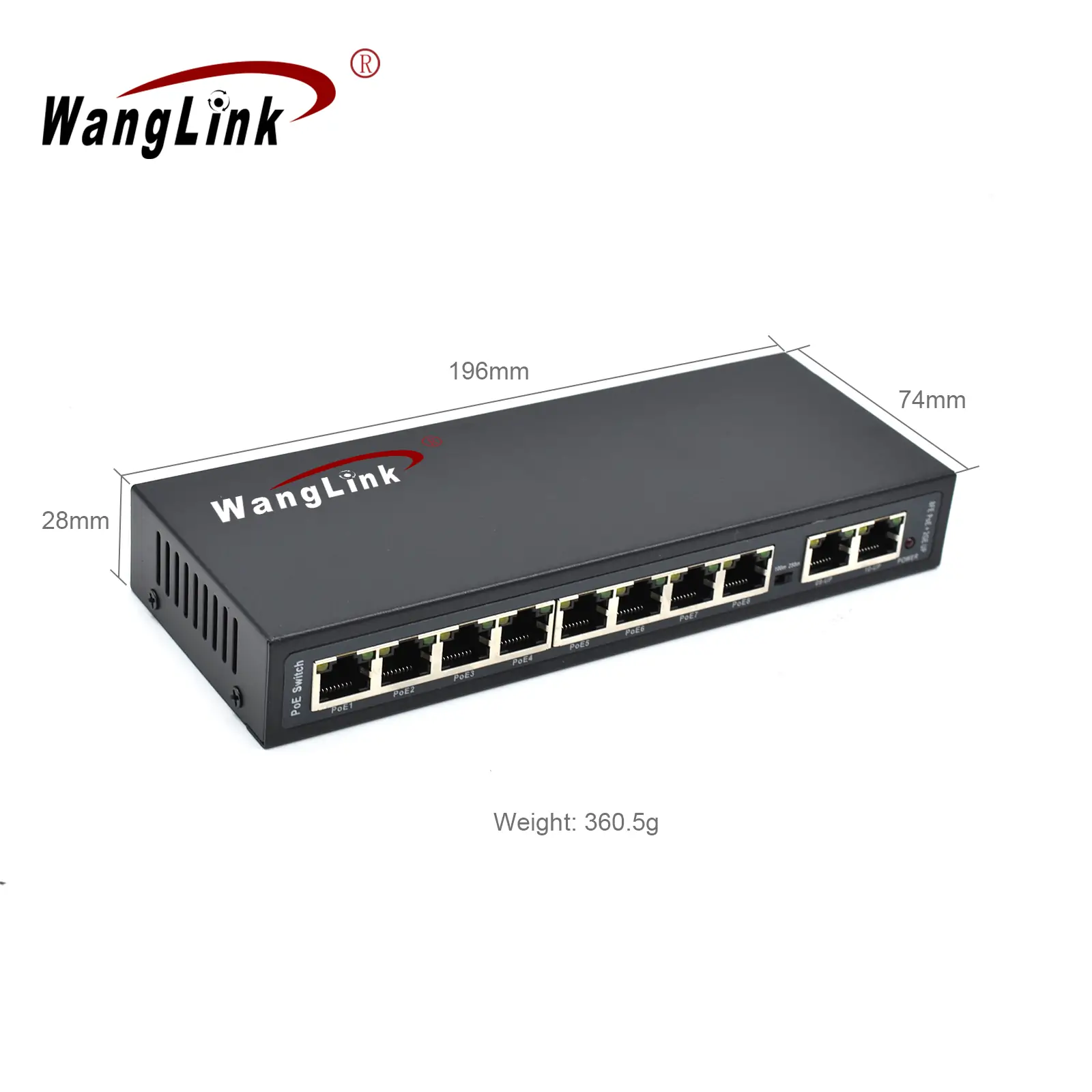 Product size: SL82P-E | Unmanaged Fast ethernet switch poe 8 ports with 2 Gigabit uplink