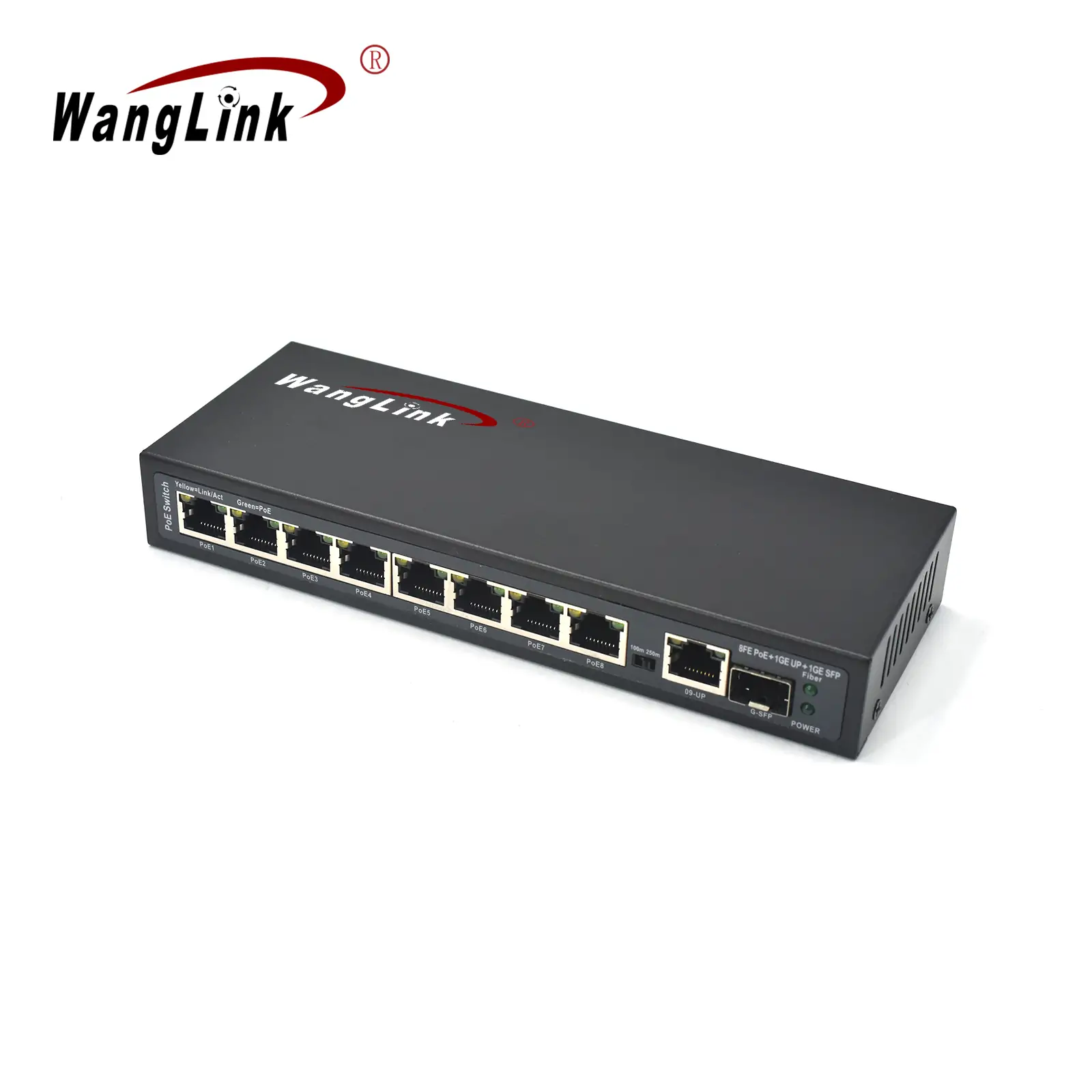 Product gallery: SL811P-E | Unmanaged Fast ethernet 8 port poe switch for ip cameras 1 Gigabit uplink 1 SFP