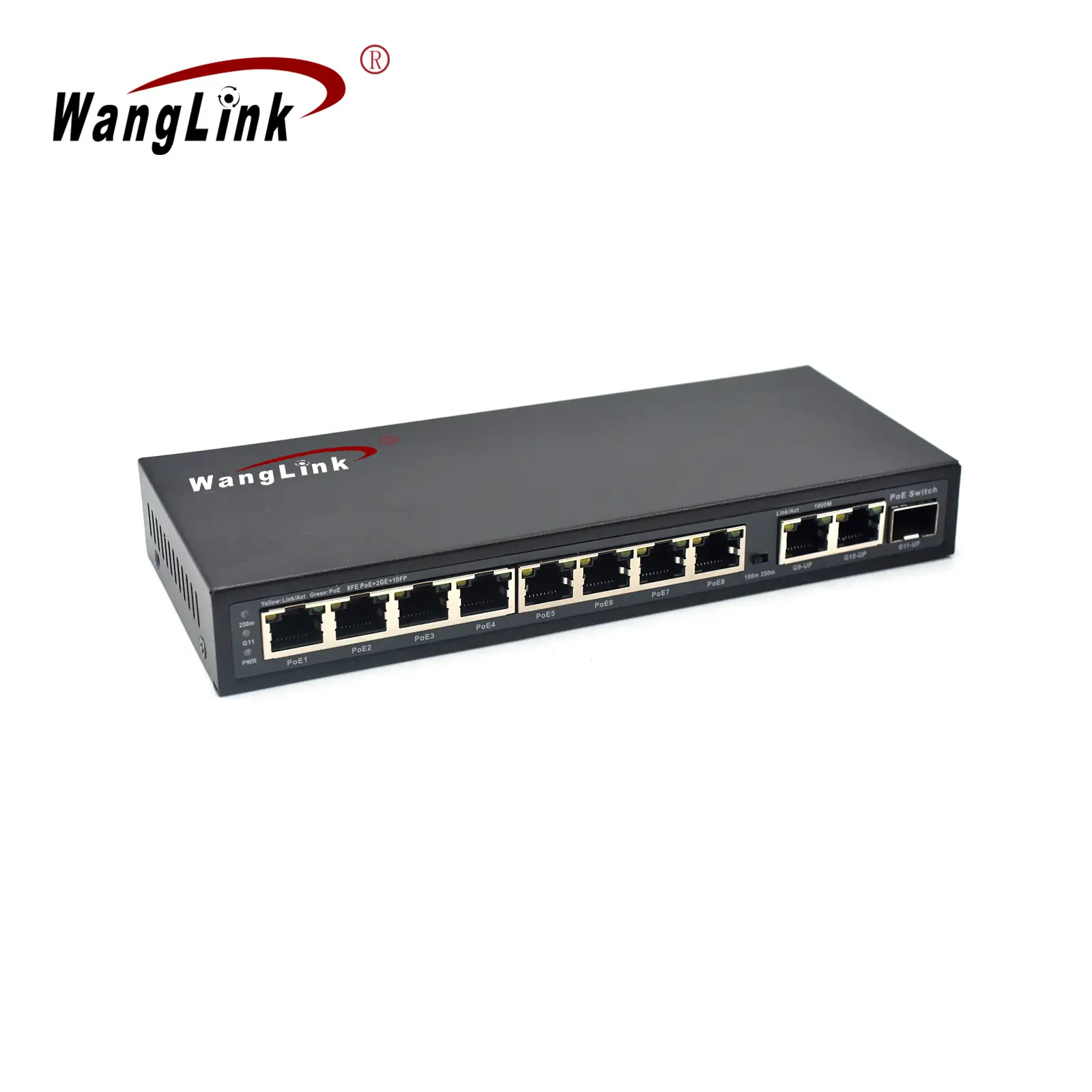 Product gallery: SL821P-E | Fast ethernet poe 8 port switch 2 Gigabit uplink 1 SFP