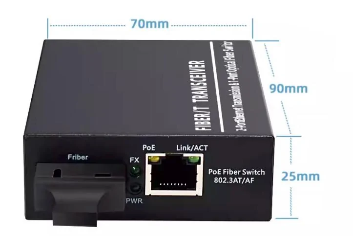 Product size: CF101P | 10/100mbps 2 port poe powered media converter