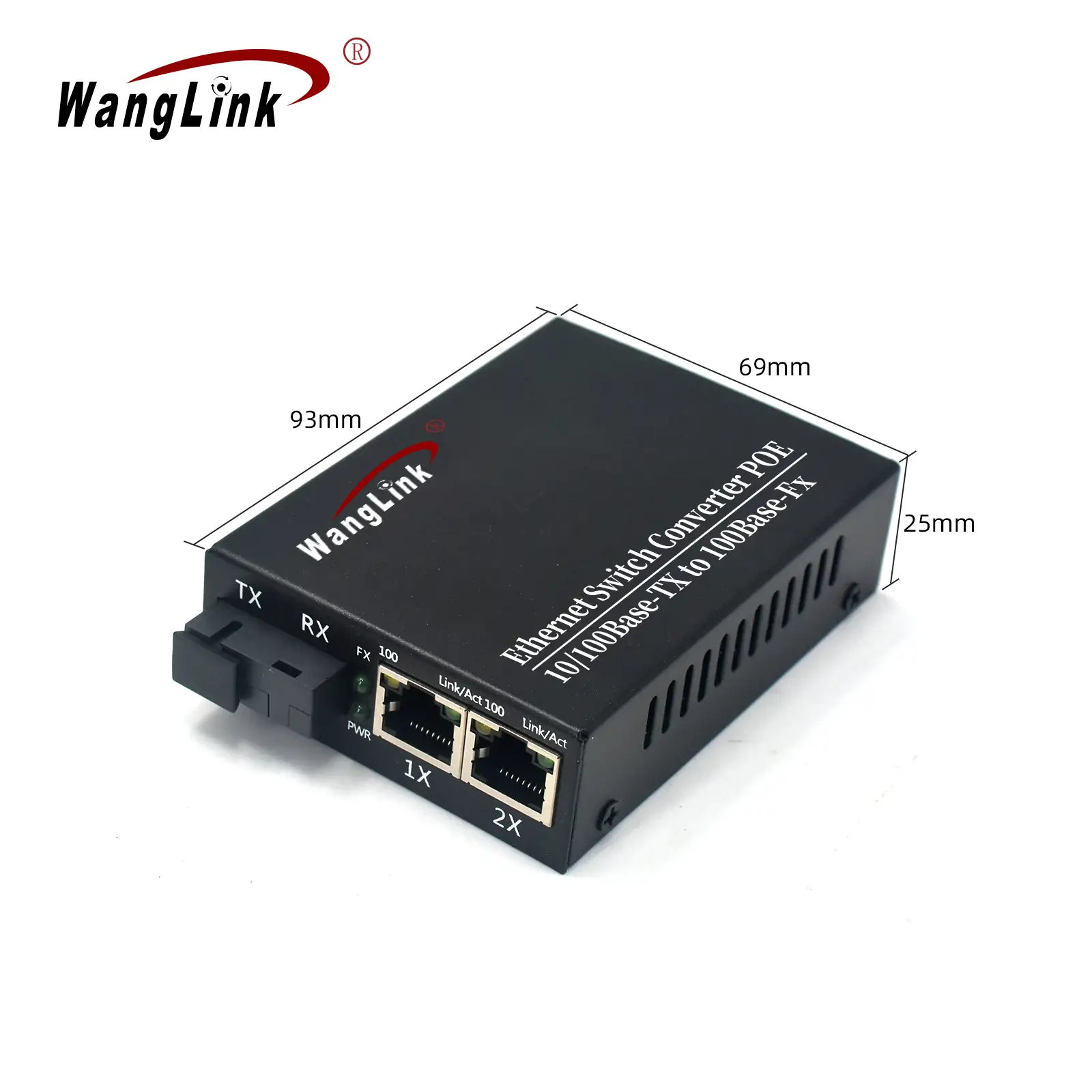 Product size: CF201P | 10/100Mbps 2 RJ45 1 Fiber port poe fiber media converter