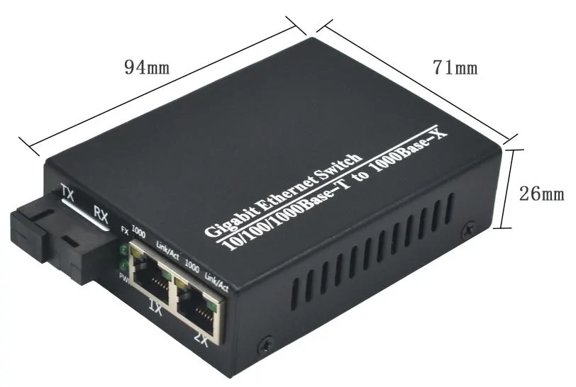 Product size: CG201P | Gigabit media converter with poe 2 RJ45 1 Fiber port