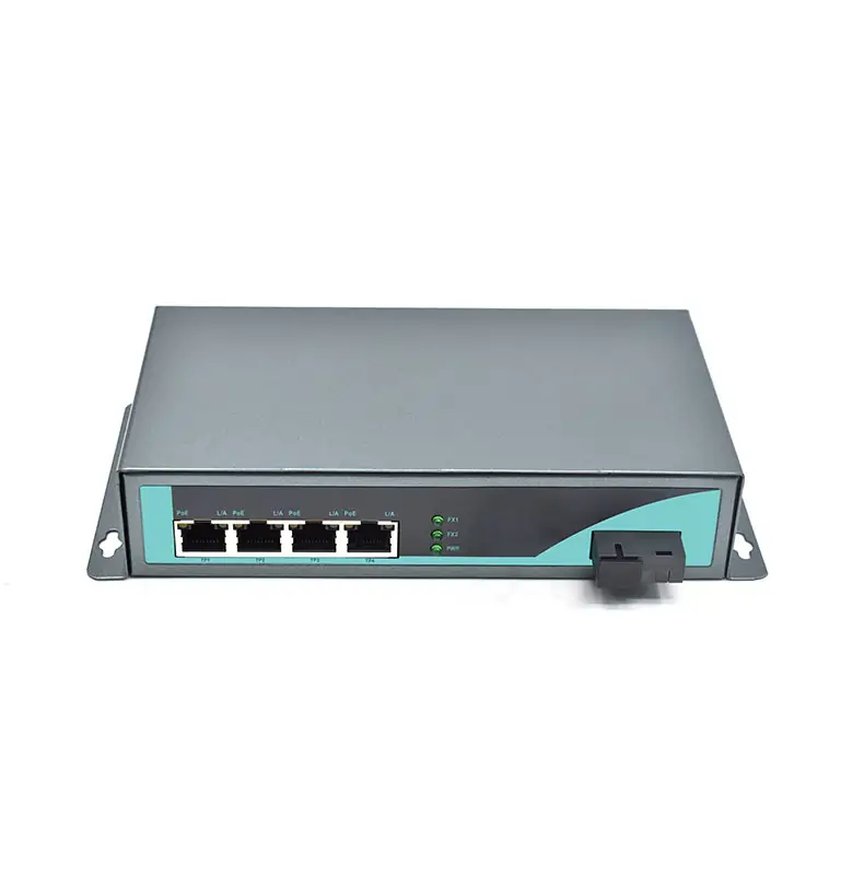 CG401P | Gigabit 4 RJ45 1 fiber port fiber to ethernet media converter with poe