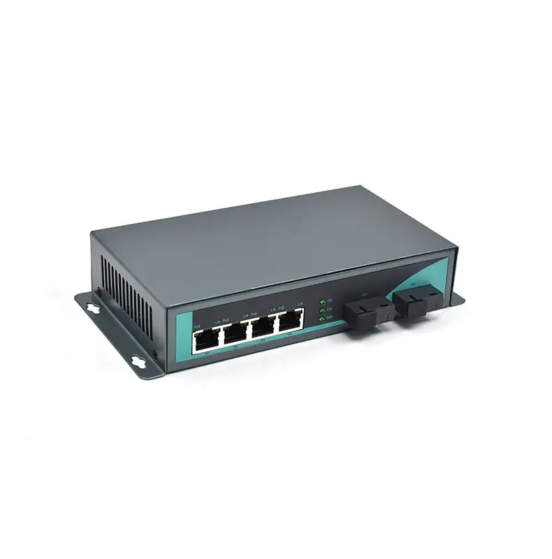 Product gallery: CG402P | Gigabit PoE 4 port fiber media converter 2 SC fiber port