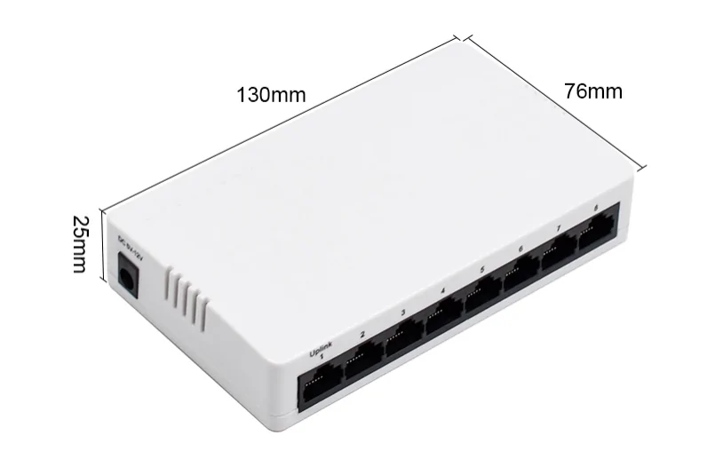 Product size: SG08S | Unmanaged 8 port ethernet switch gigabit